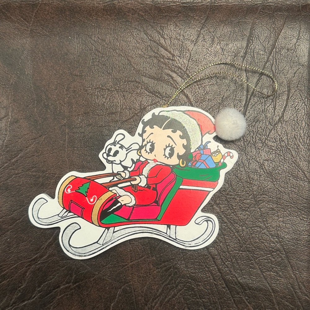Betty Boop Sleigh Ornament in Red and Green